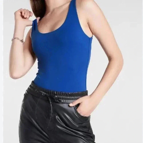 NWT Express body contour Maine blue stretch compression all inone bodysuit top L - Picture 1 of 4